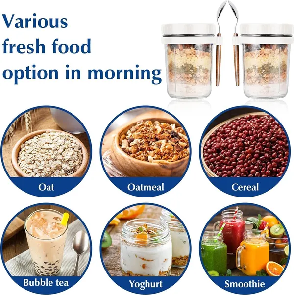 Marve_Glass_Overnight_Oats_Jars_With_Spoon_And_Lid_350_Ml_Airtight_Oatmeal_Container_With_Measurement_Marks_Mason_Jars_With_Lid_For_Cereal_On_The_Go_Container_Yugart_Oats_Jar_2_Pcs