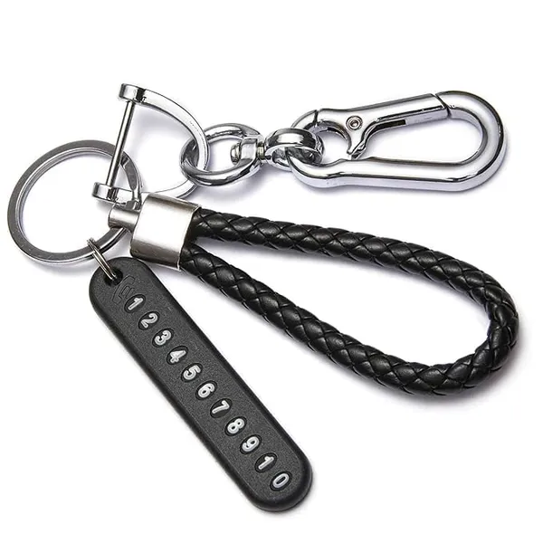 Anti_Lost_Keychain_With_Number_Plate_Braided_Rope_Quick_Link_Safety_Chain_Key_Ring_Hook_For_Men_Women_Heavy_Duty_Metal_Key_Holder_For_Car_Bike_Home_Office_Keys_Black_Keychain