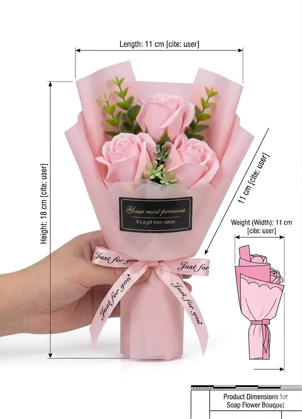 3_Heads_Artificial_Red_Rose_Bouquet_Soap_Flower_Petals_Valentine_Day_Gifts_For_Women_Best_Friend_Girlfriend_Birthday_Christmas_Valentine_S_Day_From_Daughter_Son_Husband_Pink