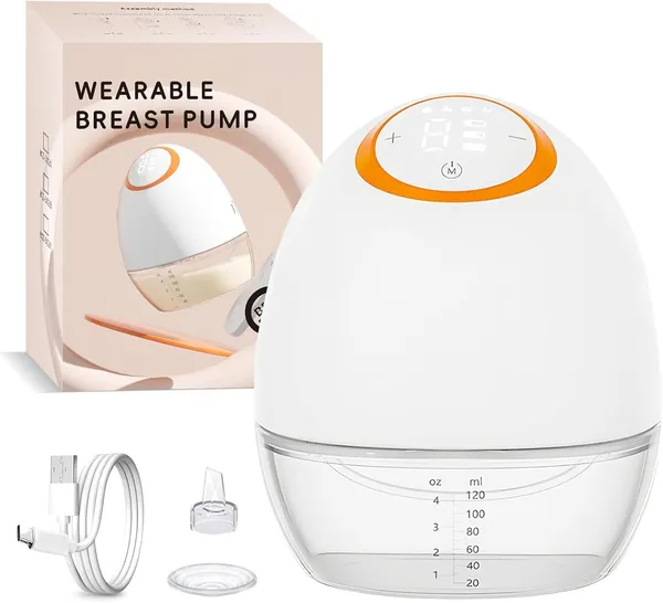 Wearable_Electric_Breast_Pump_120_Ml_Hands_Free_Portable_Breastfeeding_Pump_With_4_Modes_9_Suction_Levels_24_Mm_Flange_Led_Display_Type_C_Rechargeable_Low_Noise_130_Comfortable_Fit_For_Nursing_Mothers