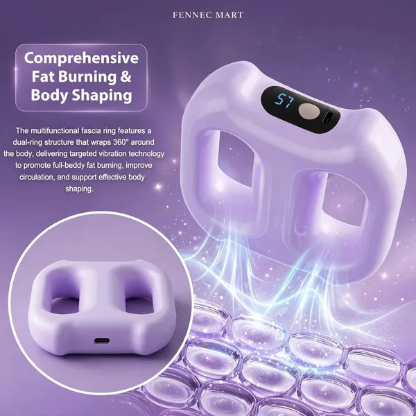 Electric_Percussion_Muscle_Fascial_Ring_Massager_With_Adjustable_Belt_Usb_Rechargeable_Full_Body_Vibration_Massager_For_Waist_Back_Shoulder_Legs_Arms_Portable_Hands_Free_Relaxation_Massage_Device