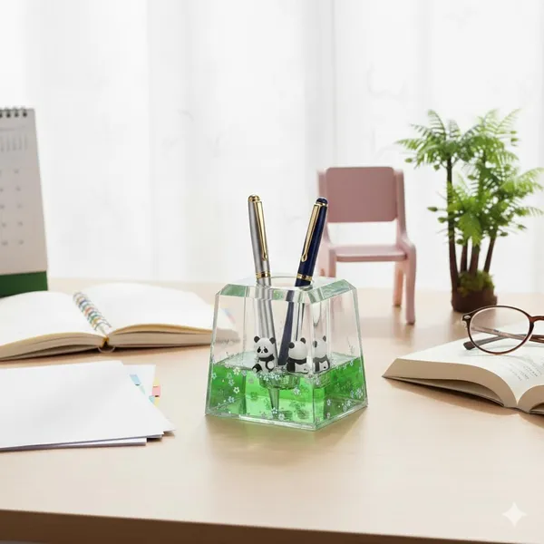 Cute_Panda_Pen_Holder_Desk_Organizer_Crystal_Square_Liquid_Glitter_Pencil_Stand_Transparent_Desktop_Stationery_Organizer_Cum_Paperweight_With_Panda_Design_For_Study_Table_Office_Desk_Home_Decor