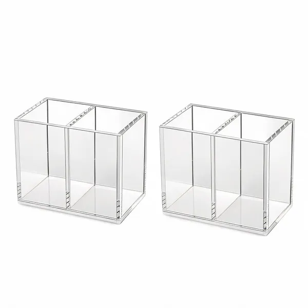 Acrylic_Clear_2-Compartment_Desk_Pen_And_Brush_Holder_Organizer_-_Pack_of_2