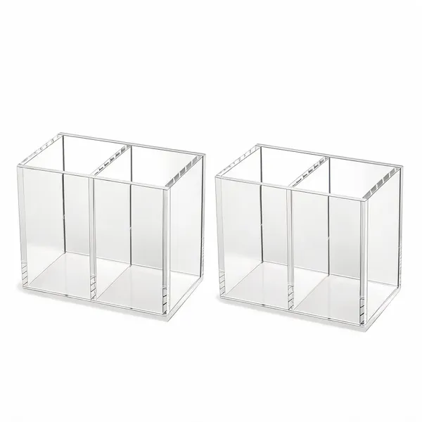 Clear_Acrylic_Gold_2_Compartment_Scratch_Resistant_Pen_And_Brush_Holder___Pack_of_2