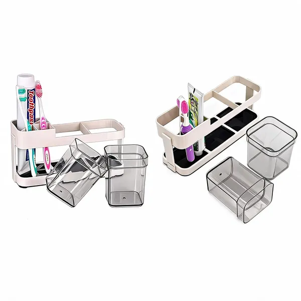 Plastic_4_Slot_Toothbrush_Holder_With_2_Cup_Compartments___Pack_of_2