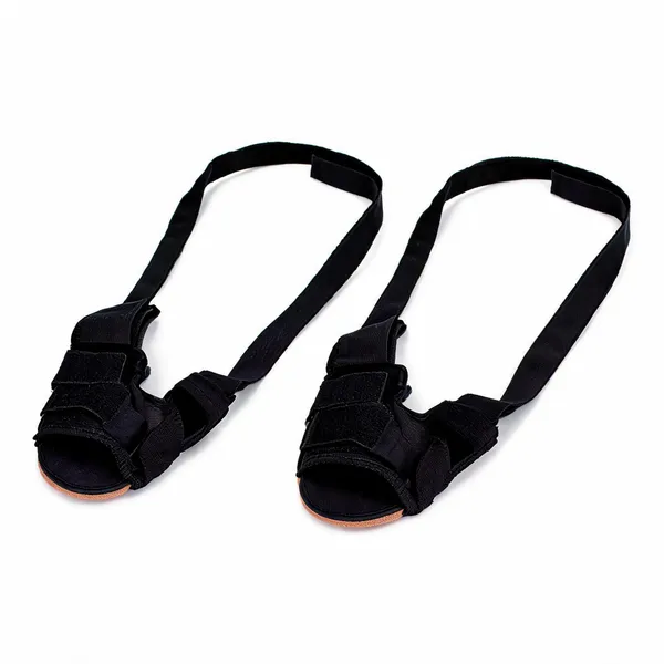 Non_Elastic_Foot_Stretcher_Yoga_Strap_For_Plantar_Fasciitis_Pilates_Black___Pack_of_2