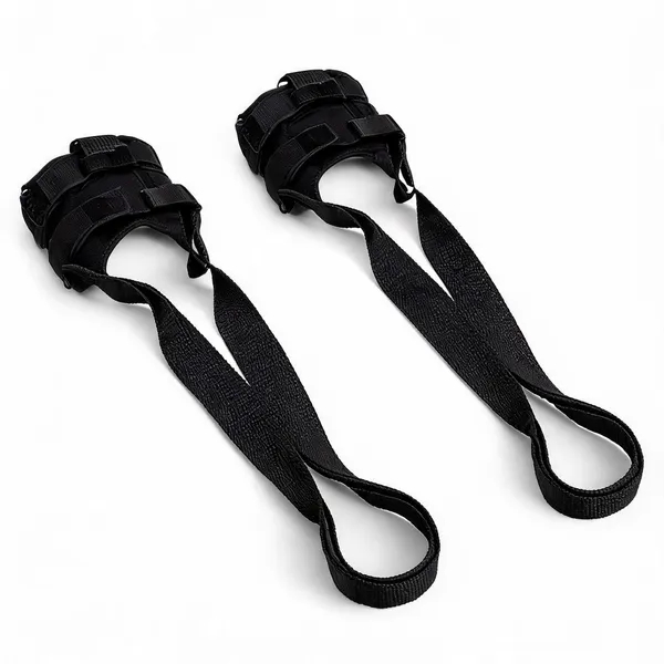Non_Elastic_Foot_Stretcher_Yoga_Strap_For_Plantar_Fasciitis_Pilates_Black___Pack_of_2