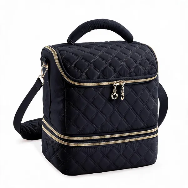 Checkerboard_Black_Nylon_30_Bottle_Nail_Polish_Organizer_Carry_Bag