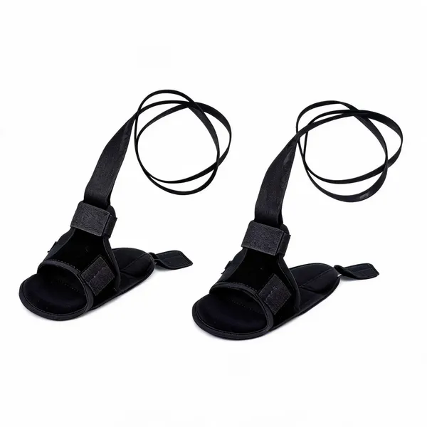 Black_Nylon_Adjustable_Yoga_Stretching_Strap_For_Plantar_Fasciitis_-_Pack_of_2