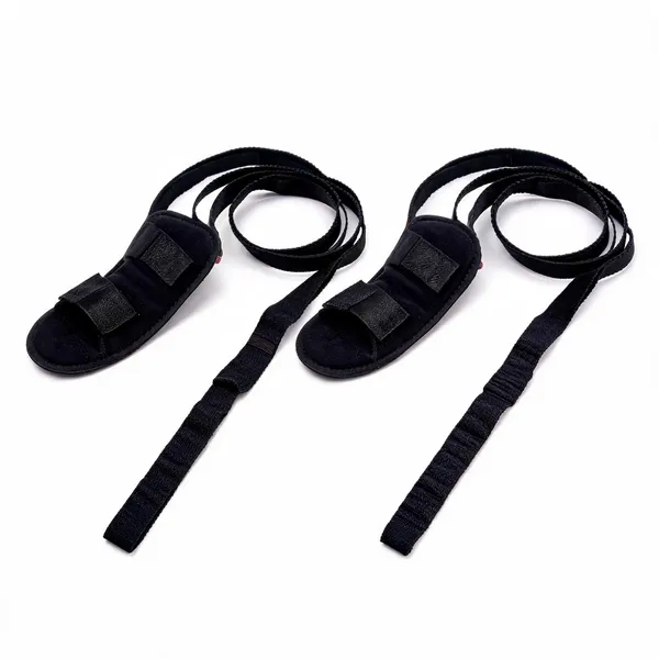 Black_Nylon_Adjustable_Yoga_Stretching_Strap_For_Plantar_Fasciitis_-_Pack_of_2