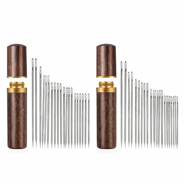 Fennec_Mart_30Pcs_Self_Threading_Quilting_Needles_Set_With_Wooden_Case_Assorted_Long_Hand_Sewing_Needles_For_Quilting_Embroidery_Mending_Cross_Stitch_Diy_Craft_Projects_Easy_Threading_Needles___Pack_of_2