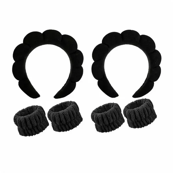 Soft_Spa_Headband_And_Wristband_Skincare_Set_Black_Pack_Of_6_-_Pack_of_2