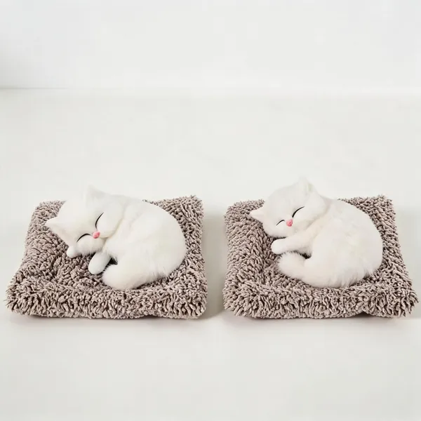 White_Soft_Plush_Sleeping_Cat_Toy_With_Realistic_Meow_Sound_-_Pack_of_2