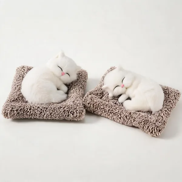 White_Soft_Plush_Sleeping_Cat_Toy_With_Realistic_Meow_Sound_-_Pack_of_2