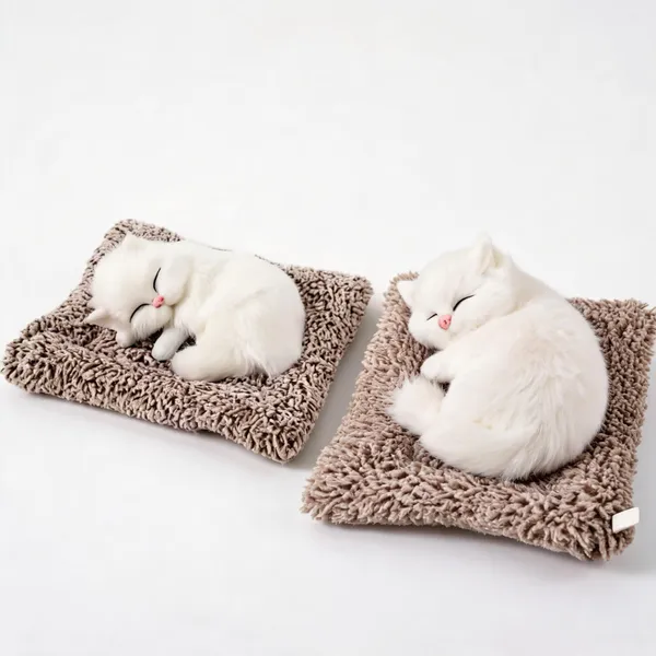 White_Soft_Plush_Sleeping_Cat_Toy_With_Realistic_Meow_Sound___Pack_of_2