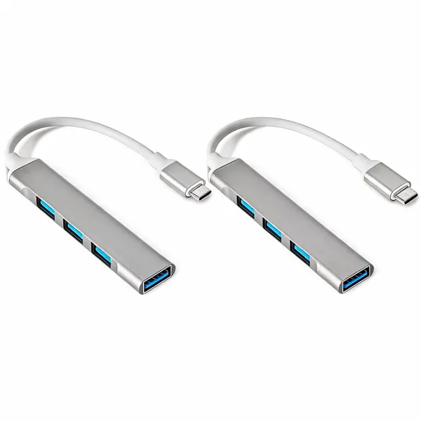 Aluminum_Usb-C_To_Usb_3.0_4-Port_Hub_Adapter_5Gbps_Plug_And_Play_-_Pack_of_2