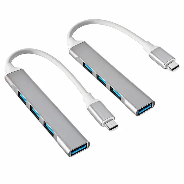 Aluminum_Usb-C_To_Usb_3.0_4-Port_Hub_Adapter_5Gbps_Plug_And_Play_-_Pack_of_2