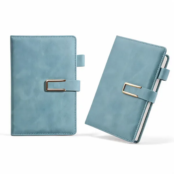 Pu_Leather_Undated_Lined_Diary_Magnetic_Closure_Pen_Holder_Sea_Green_-_Pack_of_2