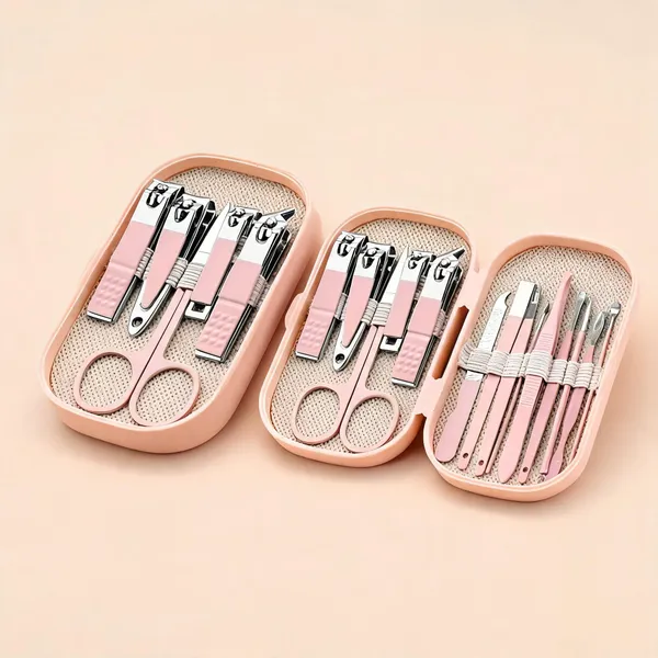 14-In-1_Stainless_Steel_Manicure_Nail_Clipper_Grooming_Kit_With_Leather_Case_-_Pack_of_2