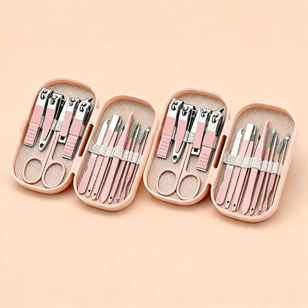 14_In_1_Stainless_Steel_Manicure_Nail_Clipper_Set_With_Leather_Case___Pack_of_2