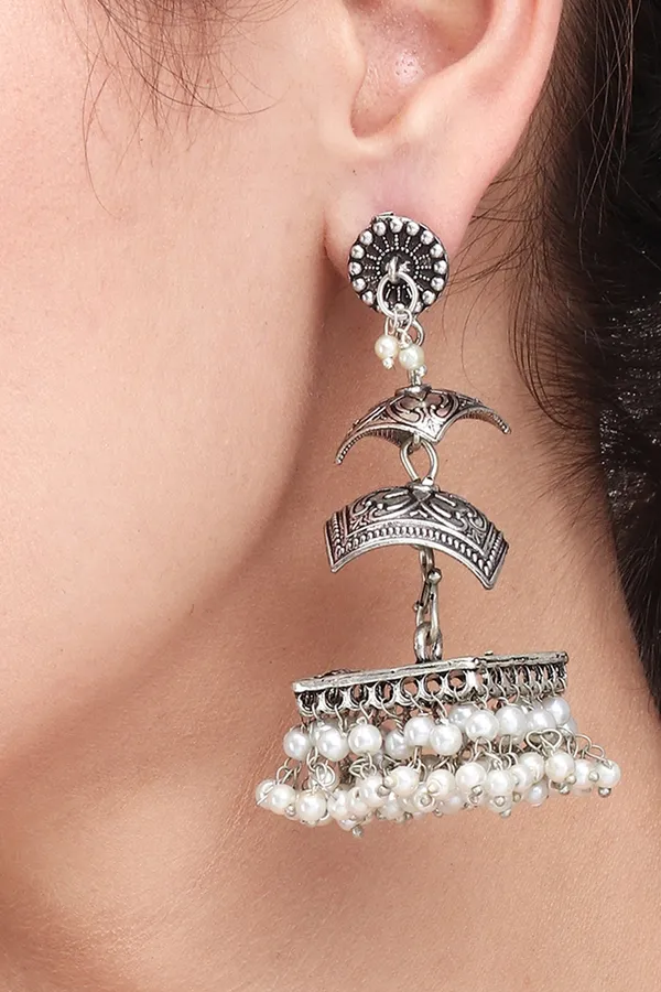 Silver_Oxidised_Three_tier_square_jhumka