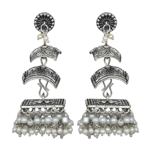 Silver_Oxidised_Three_tier_square_jhumka