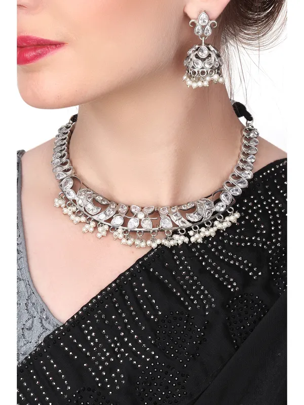 Silver_Oxydised_Choker_Set_With_Stone