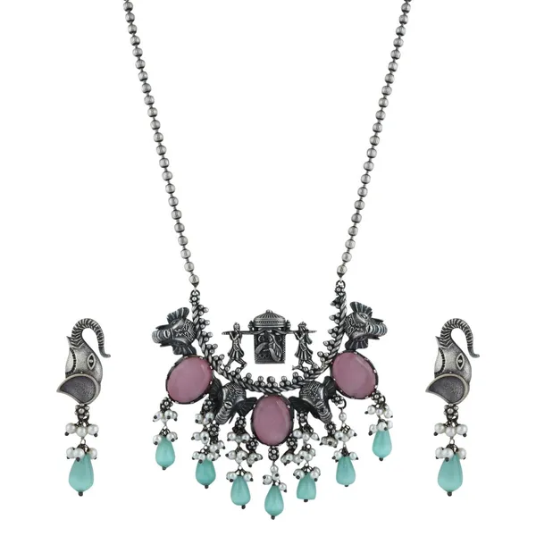 Tribal_Elephant_Motif_Oxidised_Necklace_Set
