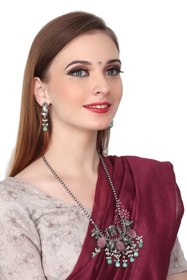 Tribal_Elephant_Motif_Oxidised_Necklace_Set
