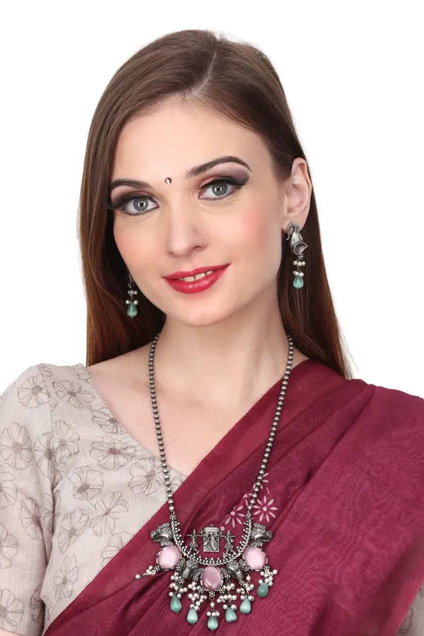 Tribal_Elephant_Motif_Oxidised_Necklace_Set