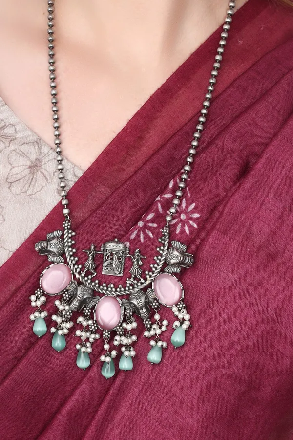 Tribal_Elephant_Motif_Oxidised_Necklace_Set