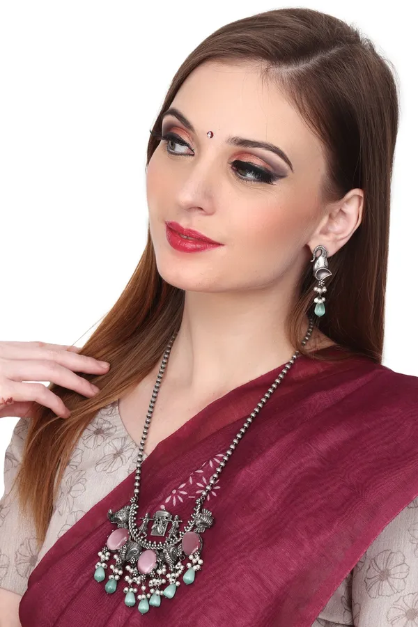 Tribal_Elephant_Motif_Oxidised_Necklace_Set