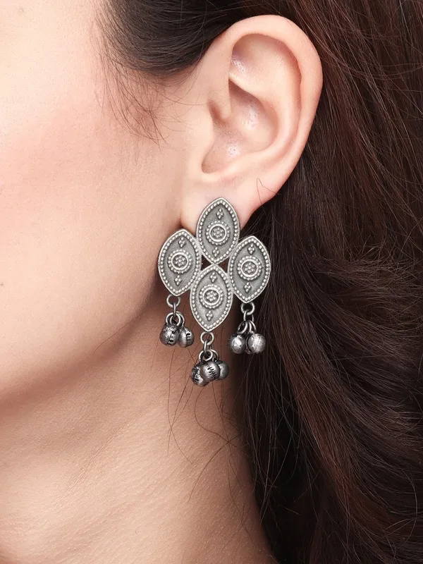 Oxidised_Silver_Paired_Leaf_Jhumka_Stud_Earrings