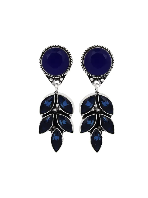 Silver_Oxidised_leaf_drop_earring
