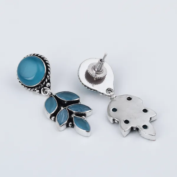 Silver_Oxidised_leaf_drop_earring