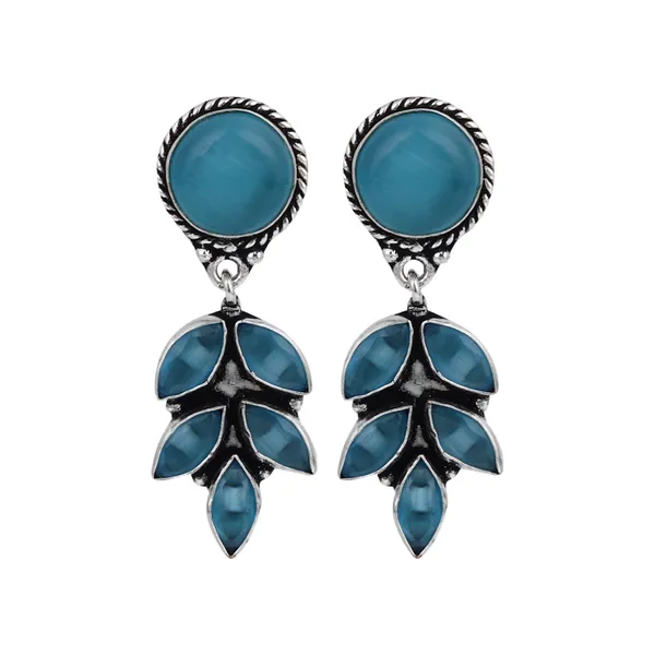 Silver_Oxidised_leaf_drop_earring