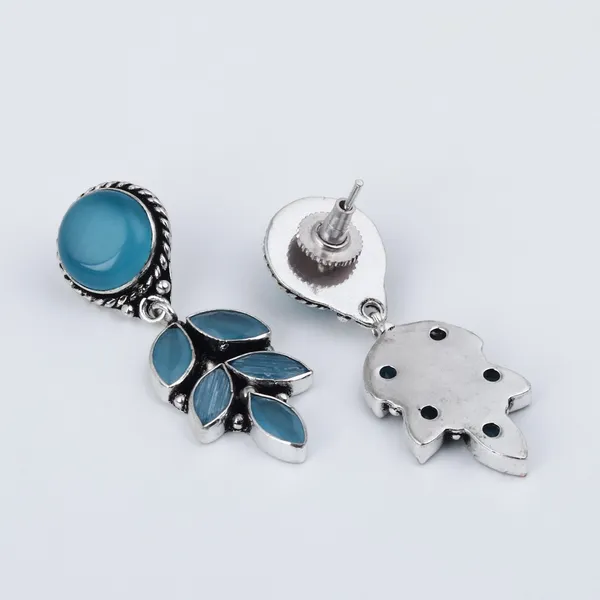 Silver_Oxidised_leaf_drop_earring