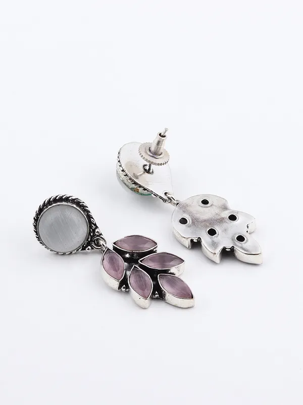 Silver_Oxidised_leaf_drop_earring