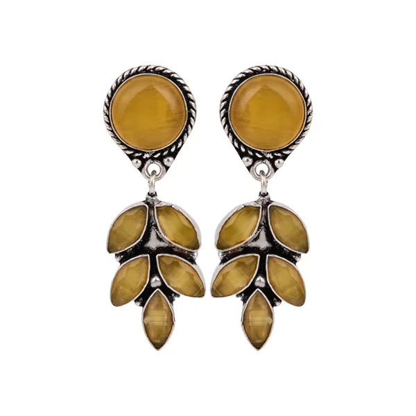 Silver_Oxidised_leaf_drop_earring