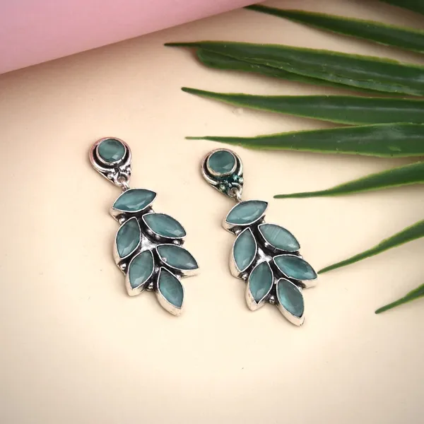 Silver_Oxydised_finish_Cascading_stone_drop_earring