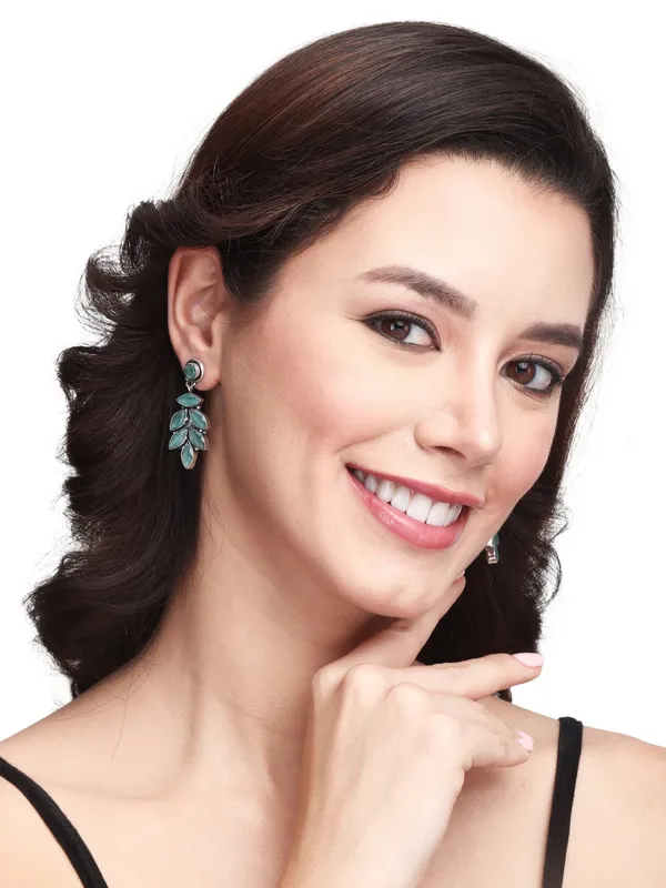 Silver_Oxydised_finish_Cascading_stone_drop_earring