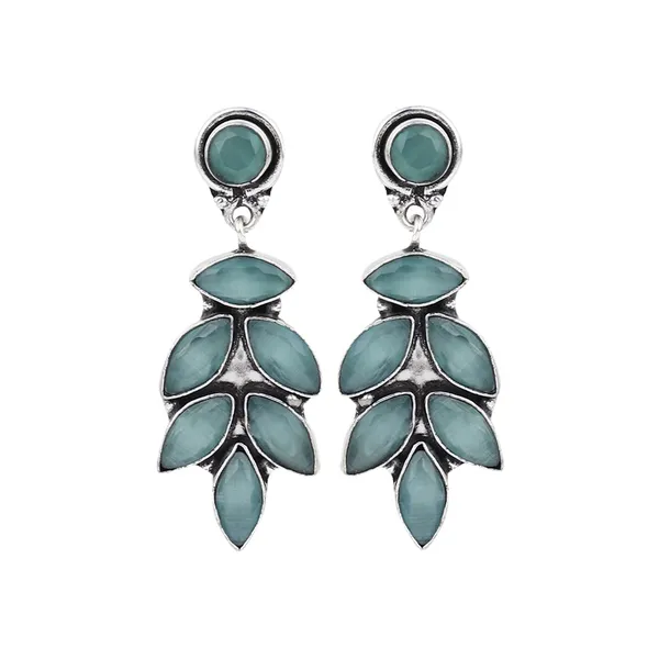 Silver_Oxydised_finish_Cascading_stone_drop_earring