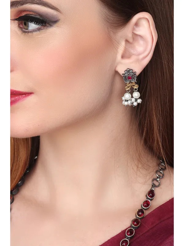 Silver_Oxydised_Multi_Coloured_stone_Jewellery_Set