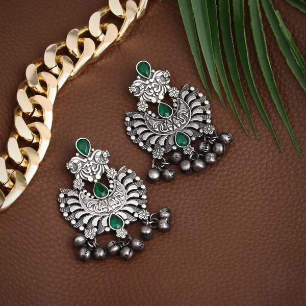 Silver_Oxidised_finish_Chandbali