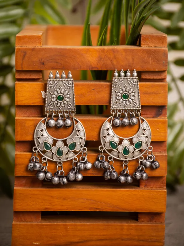 Silver_Oxydised_finish_Chandbali