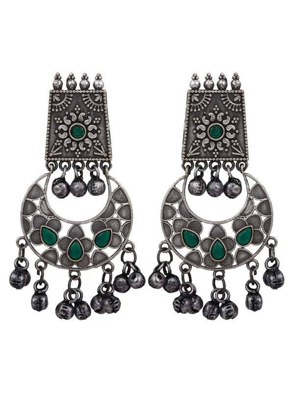 Silver_Oxydised_finish_Chandbali