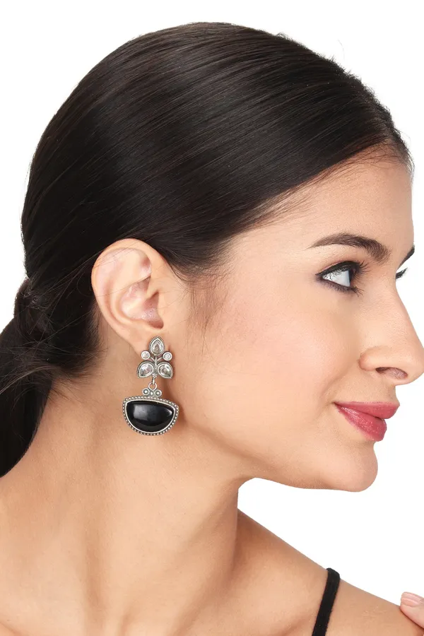 Silver_Oxidised_finish_AD_stone_drop_earring