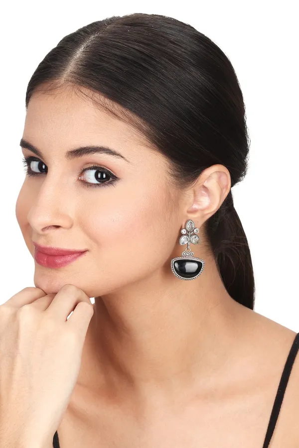 Silver_Oxidised_Finish_Ad_Stone_Drop_Earring