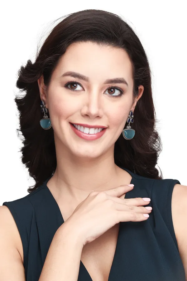 Silver_Oxidised_finish_AD_stone_drop_earring