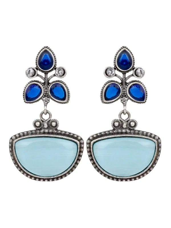 Silver_Oxidised_finish_AD_stone_drop_earring